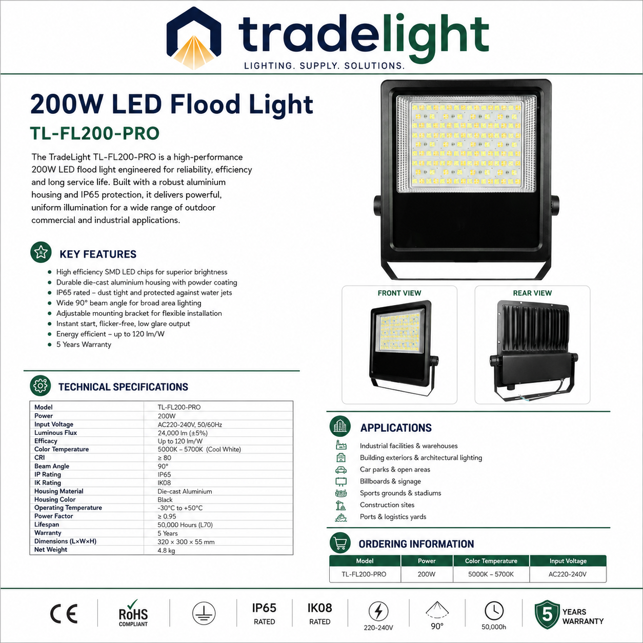 200W LED Flood Light