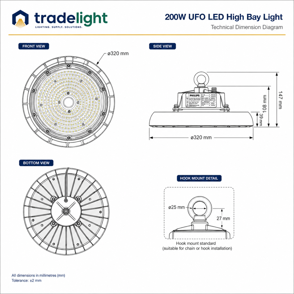 200W UFO LED High Bay Light