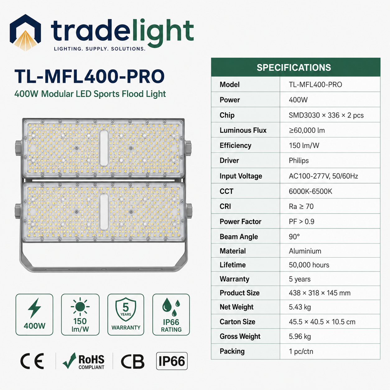 400W Modular LED Sports Flood Light