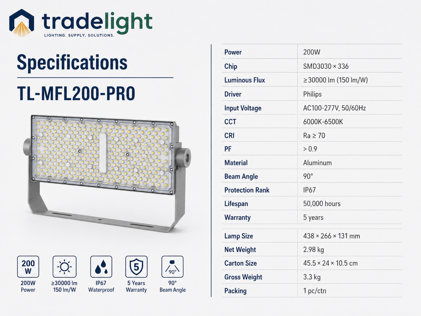 200W Modular LED Sports Flood Light