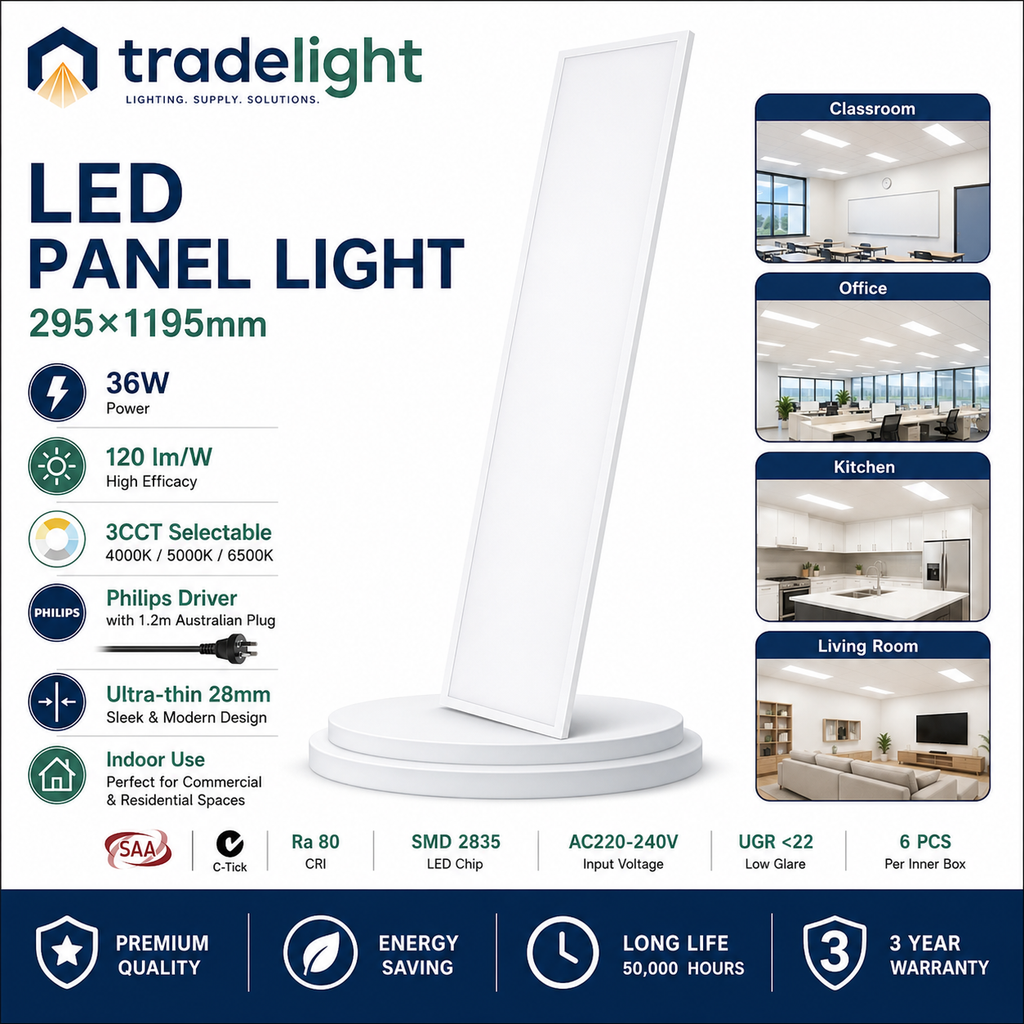 36W LED Panel Light 295×1195mm
